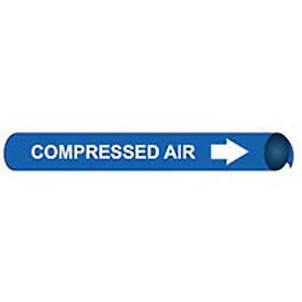 Pipe Marker - Precoiled and Strap-on - Compressed Air, Blue, For Pipe 3/4" - 1",8"W