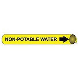 Pipe Marker - Precoiled and Strap-on - Non-Potable Water, Yellow, For Pipe 1-1/8" - 2-3/8",8"W