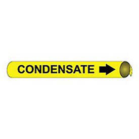 Pipe Marker - Precoiled and Strap-on - Condensate, Yellow, For Pipe 3-3/8" - 4-1/2",12"W