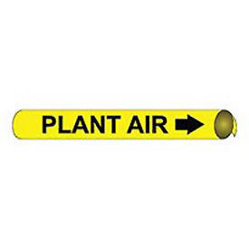Pipe Marker - Precoiled and Strap-on - Plant Air, Yellow, For Pipe 3-3/8" - 4-1/2",12"W