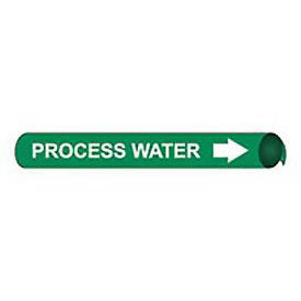 Pipe Marker - Precoiled and Strap-on - Process Water, Green, For Pipe 3-3/8" - 4-1/2",12"W