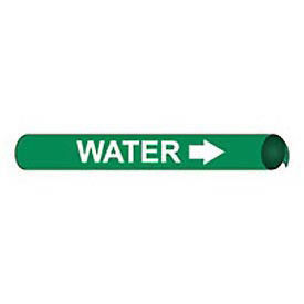 Pipe Marker - Precoiled and Strap-on - Water, Green, For Pipe 2-1/2" - 3-1/4",12"W