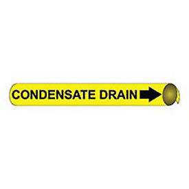Pipe Marker - Precoiled and Strap-on - Condensate Drain, Yellow, For Pipe 3-3/8" - 4-1/2",12"W