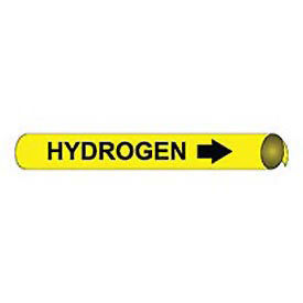 Pipe Marker - Precoiled and Strap-on - Hydrogen, Yellow, For Pipe 6" - 8",12"W