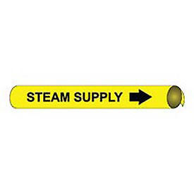 Pipe Marker - Precoiled and Strap-on - Steam Supply, Yellow, For Pipe 6" - 8",12"W
