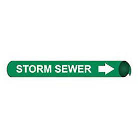 Pipe Marker - Precoiled and Strap-on - Storm Sewer, Green, For Pipe 6" - 8",12"W