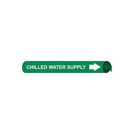 Pipe Marker - Precoiled and Strap-on - Chilled Water Supply, Green, For Pipe 6" - 8",12"W