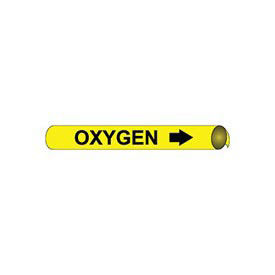 Pipe Marker - Precoiled and Strap-on - Oxygen, Yellow, For Pipe 4-5/8" - 5-7/8",12"W