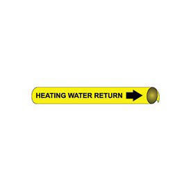 Pipe Marker - Precoiled and Strap-on - Heating Water Return, Yellow, For Pipe 3-3/8" - 4-1/2",12"W