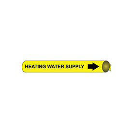 Pipe Marker - Precoiled and Strap-on - Heating Water Supply, Yellow, For Pipe 3-3/8" - 4-1/2",12"W