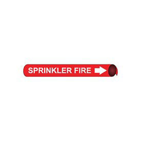 Pipe Marker - Precoiled and Strap-on - Sprinkler Fire, Red, For Pipe 6" - 8",12"W