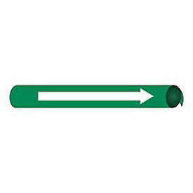 Pipe Marker - Precoiled and Strap-on - Direction Arrow, Green, For Pipe 3-3/8" - 4-1/2",12"W