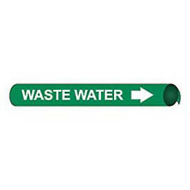 Pipe Marker - Precoiled and Strap-on - Waste Water, Green, For Pipe Over 10",32"W