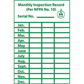National Marker Company ML1 NMC ML1 Monthly Inspection Record Label