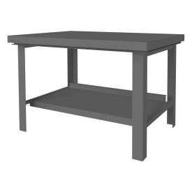 Durham Mfg. Standard Workbench W/ Shelf & Steel Square Edge, 48"W x 36"D, Gray