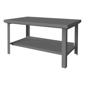 Durham Mfg. Standard Workbench W/ Shelf & Steel Square Edge, 60"W x 36"D, Gray