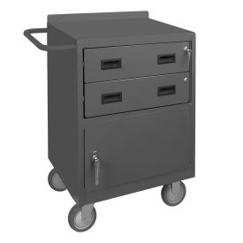 Durham Mfg. Mobile Service Bench, 2 Drawers, 1 Compartment, 24"W x 18"D x 36-1/2"H, Gray
