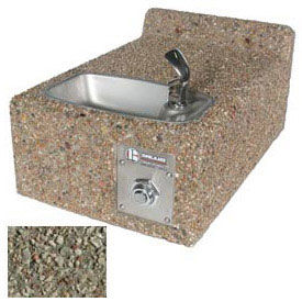 ADA Accessible, Gray Limestone, Wall-Mount Outdoor Drinking Fountain , Concrete