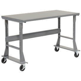 Mobile Fixed Height Workbench, Steel, 72"W x 30"D, Gray