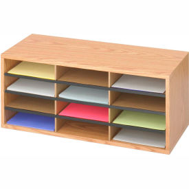SAFCO Wood Literature Organizer - 29x12x12" - 12 Compartments