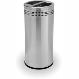 Commercial Zone Waste Container, Stainless Steel, 20 Gallon - Round Recycle Can