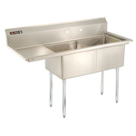 Aero Manufacturing Company 2F2-2116-24L Two Bowl Aerospec SS NSF Sink w/ 24W Left Drainboard