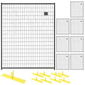 8 Panel Temporary Security Fence Kit, Black Welded Wire