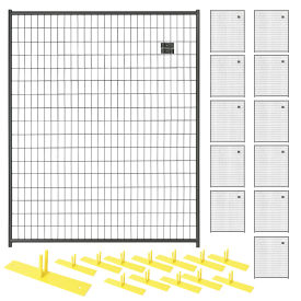 12 Panel Temporary Security Fence Kit, Black Welded Wire