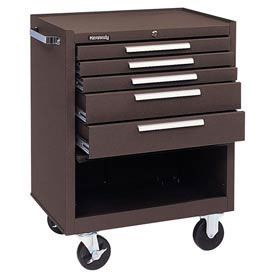 27" 5-Drawer Roller Cabinet w/ Ball Bearing Slides - Brown