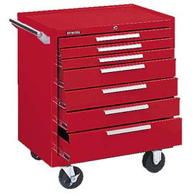 29" 7-Drawer Roller Cabinet w/ Ball Bearing Slides - Red