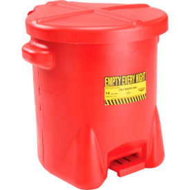 Eagle Poly Waste Can, 14 Gallon, Red with Foot Lever