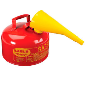 thumbnail image 2 of Eagle Type I Metal Safety Can With Funnel | 2.5 Gallon Flammable Liquid Storage | FM Approved OSHA Compliant Red 2 of 11
