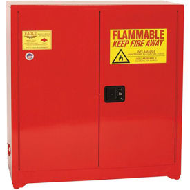 EAGLE Wall Or Floor-Mount Flammable Liquids Safety Cabinet - 43x12x44" -Manual Doors -Red