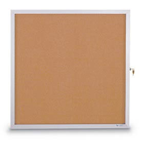 United Visual Products 12"W x 18"H Slim Style Enclosed Corkboard with Satin Frame