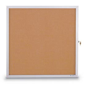 United Visual Products 30"W x 36"H Slim Style Enclosed Corkboard with Satin Frame