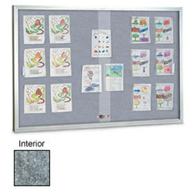 United Visual Products 96"W x 48"H Sliding Glass Marble Easy Tack Board with Satin Frame