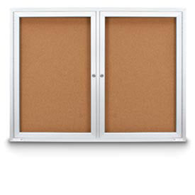 United Visual Products 48"W x 36"H Outdoor Combo Board w/Two Corkboards