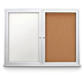 United Visual Products 72"W x 36"H Outdoor Combo Board w/Corkboard & White Dry-Erase Board