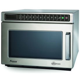 Commercial Microwave, 0.6 Cu. Ft., 1200 Watts, Push Buttons, Stainless Steel, 120V