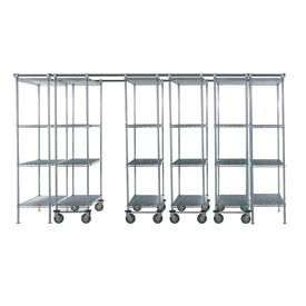 Nexel 6 Unit SPACE TRAC Storage Shelving, 12 Ft. Long, Poly-Z-Brite, 36x18x86