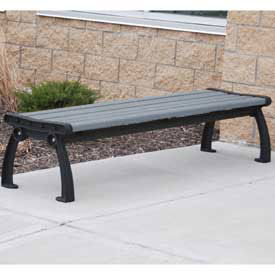 Heritage Backless Bench, Recycled Plastic, 8 ft, Black & Gray
