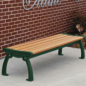Heritage Backless Bench, Recycled Plastic, 5 ft, Green & Cedar