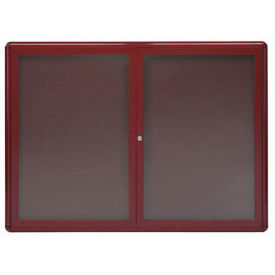 Aarco 2 Door Design Enclosed Bulletin Board Burgundy - 48"W x 36"H
