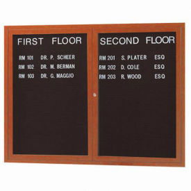 Aarco 2 Door Aluminum Frame Wood Look, Oak Enclosed Letter Board - 48"W x 36"H