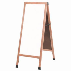 Aarco Solid Oak A-Frame Sidewalk White Marker Board - 18"W x 42"H