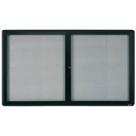 Aarco 2 Door Design Enclosed Bulletin Board Graphite - 60"W x 36"H