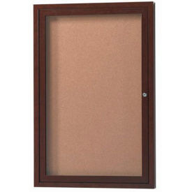 Aarco 1 Door Frame Wood Look, Walnut Enclosed Bulletin Board - 18"W x 24"H