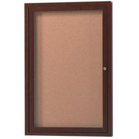 Aarco 1 Door Aluminum Frame Wood Look, Walnut Enclosed Bulletin Board - 36"W x 48"H