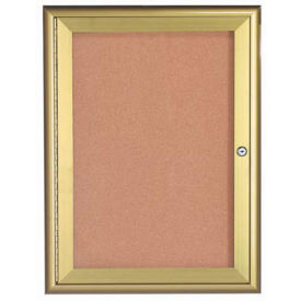 Aarco 1 Door Water Fall Style Bulletin Board Gold - 18"W x 24"H