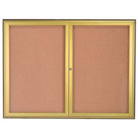 Aarco 2 Door Water Fall Style Bulletin Board Gold - 36"W x 48"H